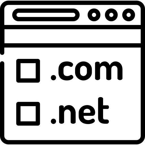An icon showing domain registration services