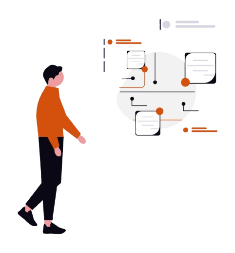 Illustration of a user managing multiple applications, representing application hosting in Sri Lanka.