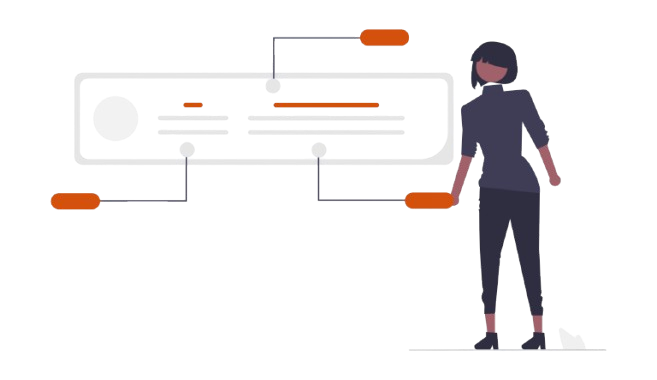 Illustration of a user with a server rack representing Linux web hosting services in Sri Lanka.
