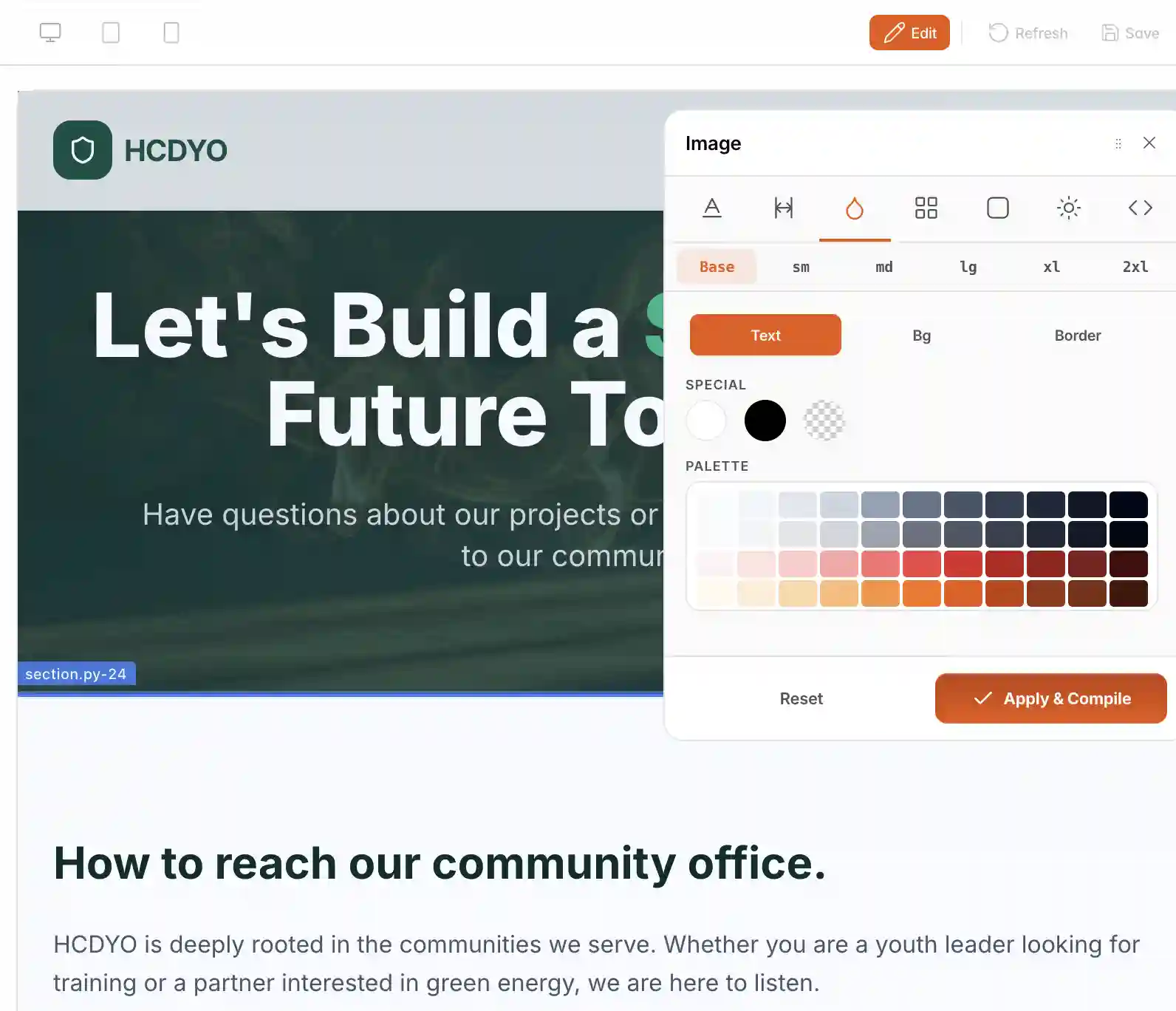 Professional Visual Editor on Provider.lk showing real-time color palette customization, font selection, and design styling for a Sri Lankan business website.
